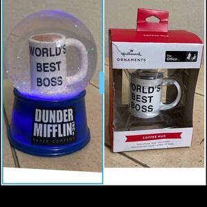 The‎ Office Dunder Mifflin Worlds Best Boss Snow Globe & Hallmark Ornament Set